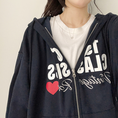 レタリングフードジップアップ NAVY