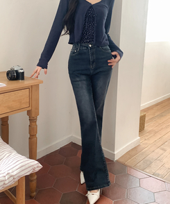 【丈別】ブーツカットデニムパンツ(6color) DEEP DENIM