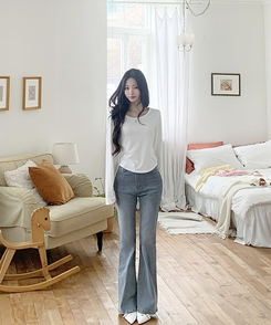 【丈別】ブーツカットデニムパンツ(6color) GREY