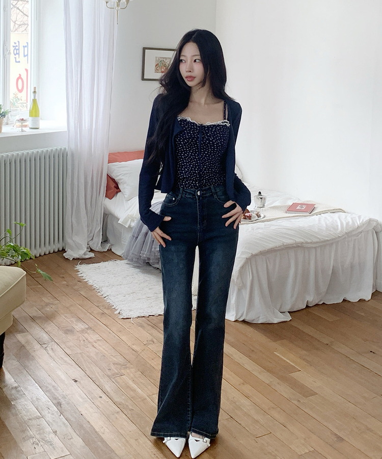 【丈別】ブーツカットデニムパンツ(6color) DEEP DENIM