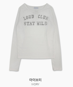 ヘンリーネックレタリング長袖Tシャツ