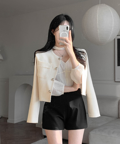 ツイードボタンジャケット LIGHT YELLOW