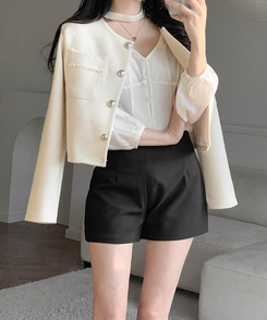 ツイードボタンジャケット LIGHT YELLOW