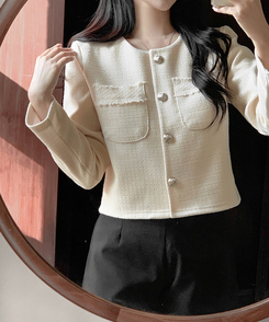 ツイードボタンジャケット LIGHT YELLOW