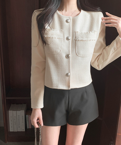 ツイードボタンジャケット LIGHT YELLOW