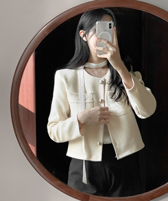 ツイードボタンジャケット LIGHT YELLOW