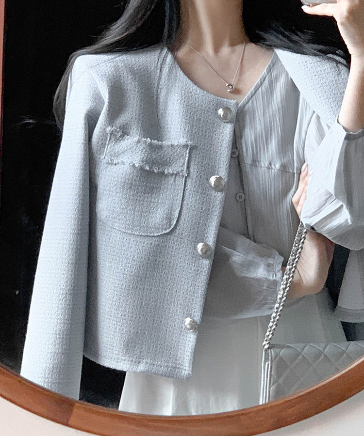 ツイードボタンジャケット GRAY