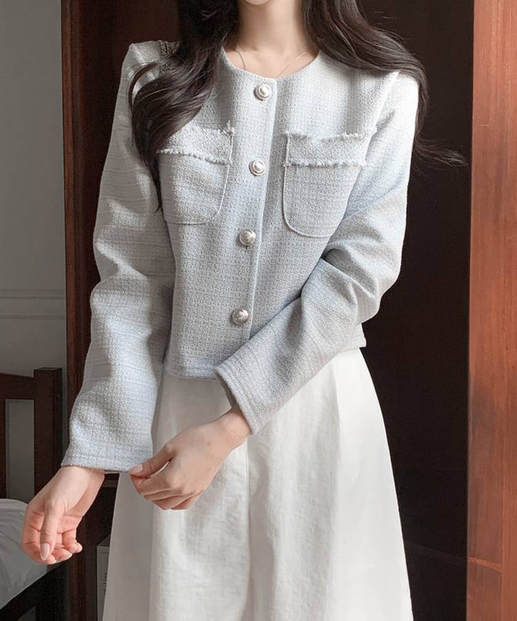 ツイードボタンジャケット GRAY