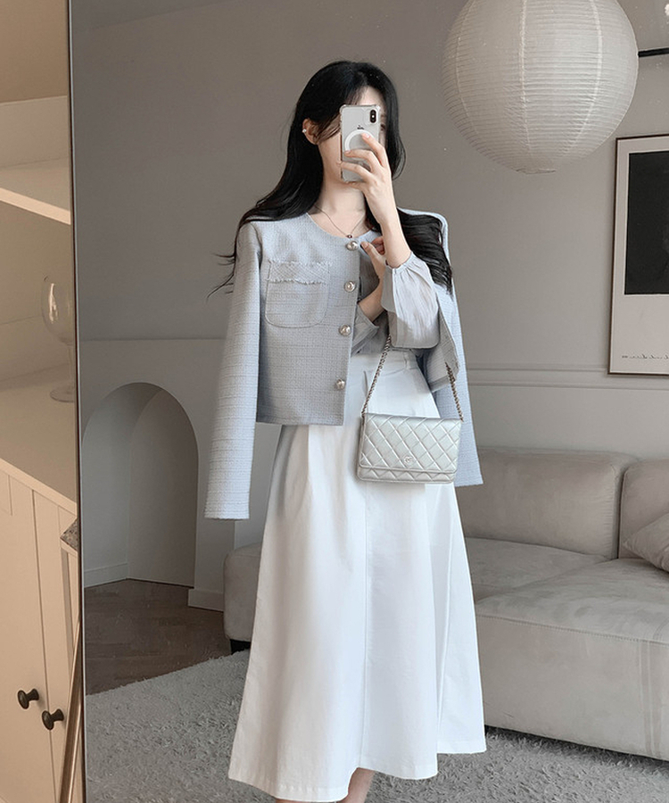 ツイードボタンジャケット GRAY