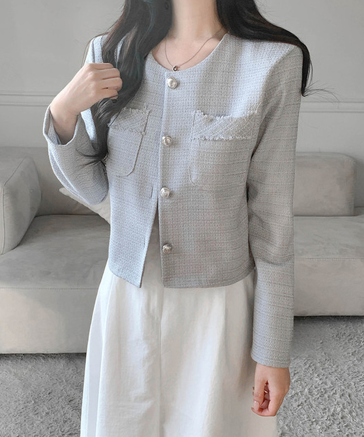 ツイードボタンジャケット GRAY