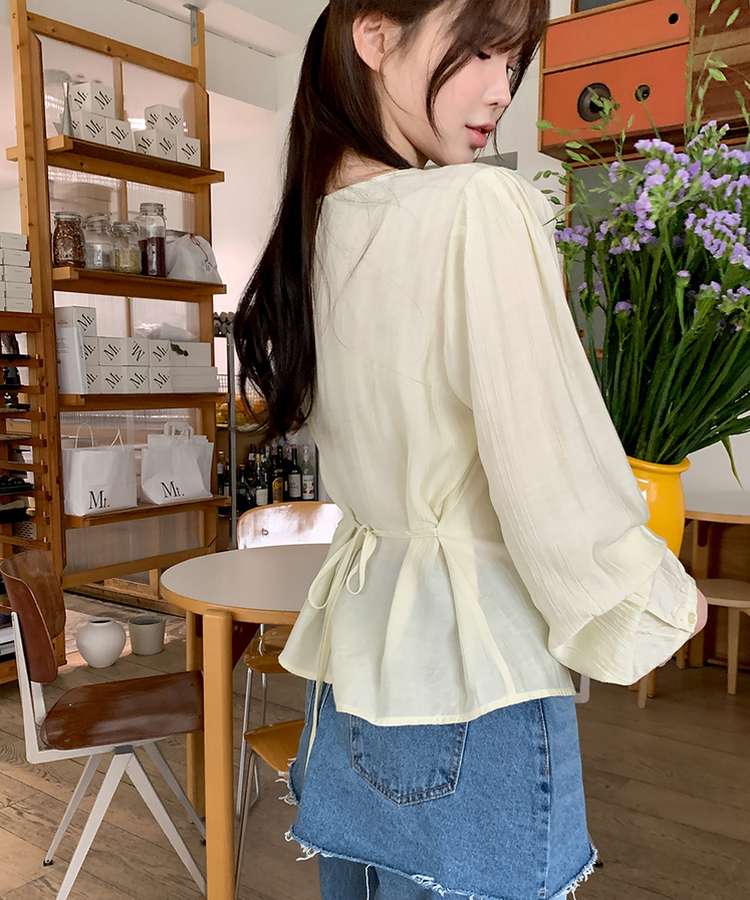 サイドシャーリングパフブラウス SOFT YELLOW
