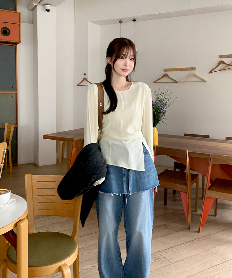 サイドシャーリングパフブラウス SOFT YELLOW