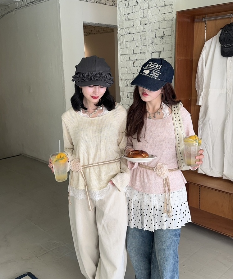 플라워 레이스 레이어드 탑 옐로우