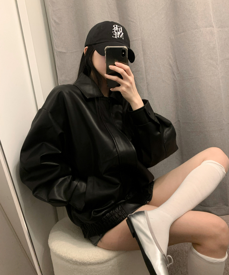 ルーズライダースレザージャケット BLACK