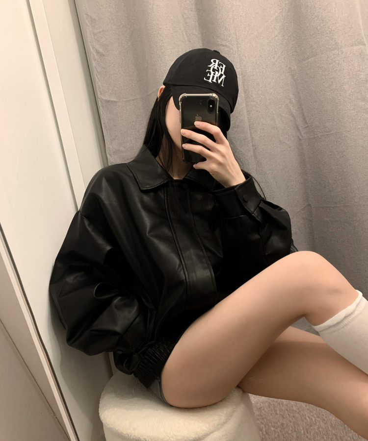 ルーズライダースレザージャケット BLACK