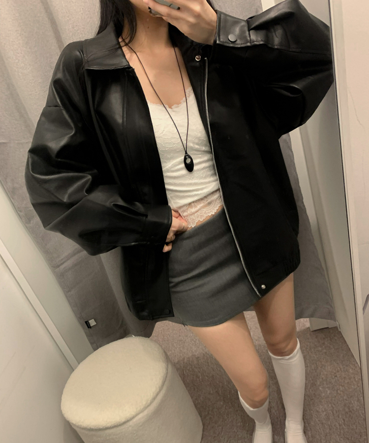 ルーズライダースレザージャケット BLACK