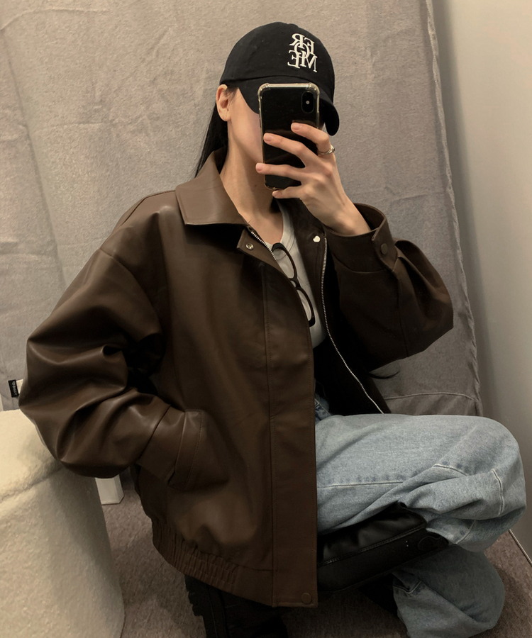 ルーズライダースレザージャケット CHESTNUT BROWN