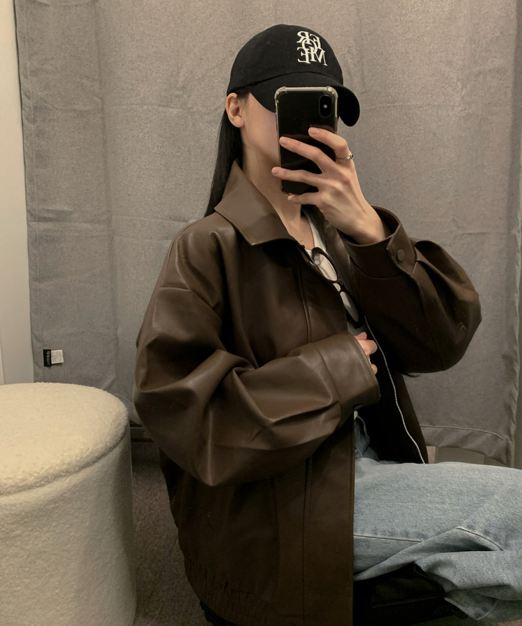 ルーズライダースレザージャケット CHESTNUT BROWN