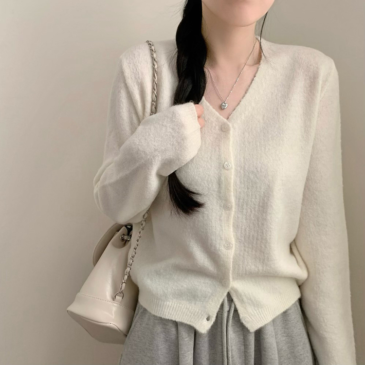 모아 뽀송 브이넥 긴팔 루즈핏 가디건 데일리룩 파스텔 핑크 소라 민트 수학여행 벚꽃 봄옷 봄 상의 아이보리