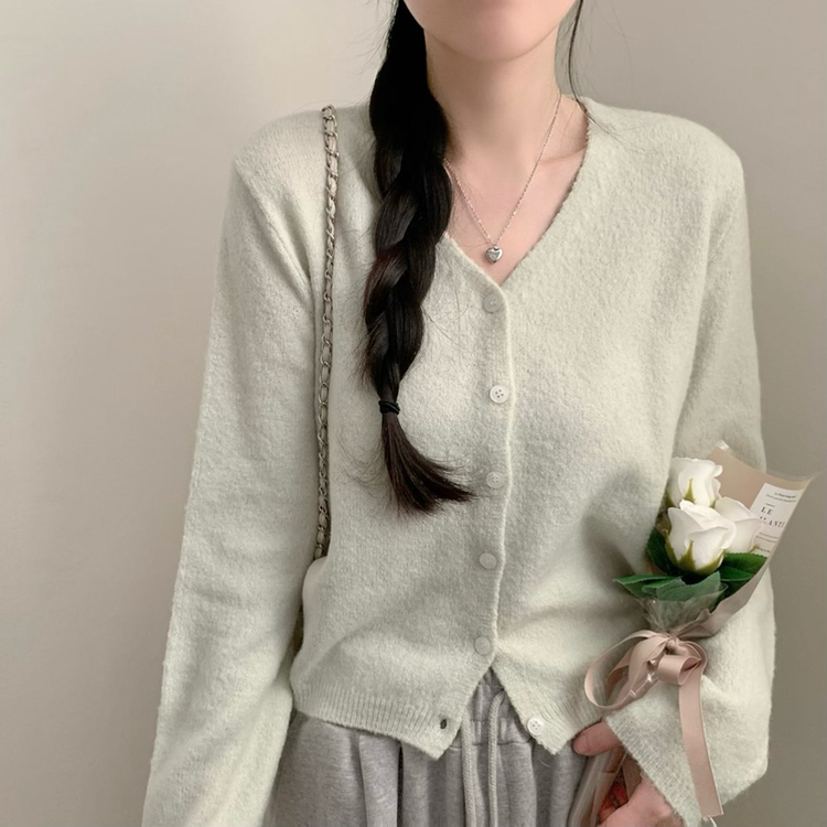 모아 뽀송 브이넥 긴팔 루즈핏 가디건 데일리룩 파스텔 핑크 소라 민트 수학여행 벚꽃 봄옷 봄 상의 메론민트