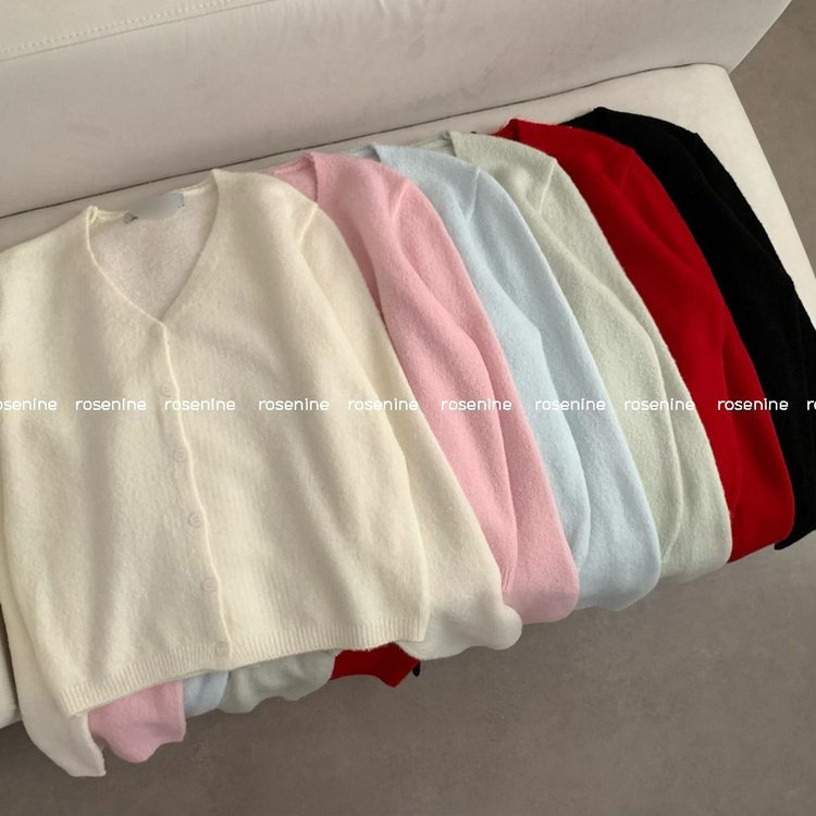 모아 뽀송 브이넥 긴팔 루즈핏 가디건 데일리룩 파스텔 핑크 소라 민트 수학여행 벚꽃 봄옷 봄 상의