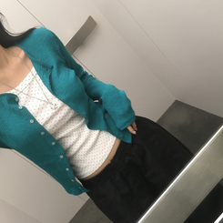 リブセミクロップドカーディガン(6color) TEAL