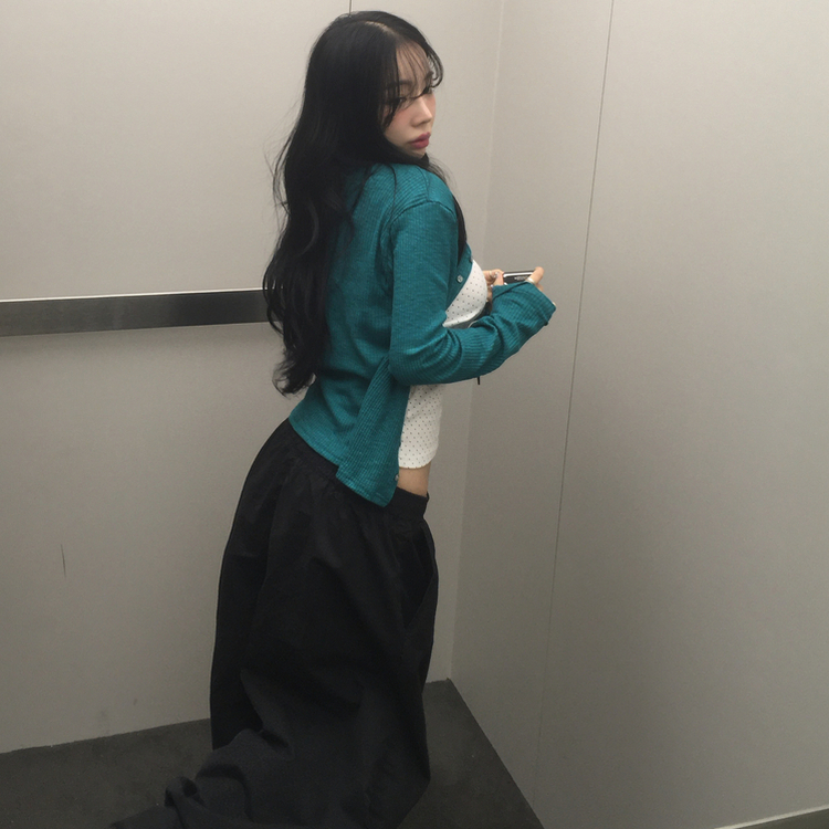 リブセミクロップドカーディガン(6color) TEAL
