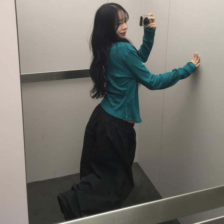 リブセミクロップドカーディガン(6color) TEAL