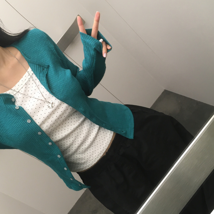 リブセミクロップドカーディガン(6color) TEAL