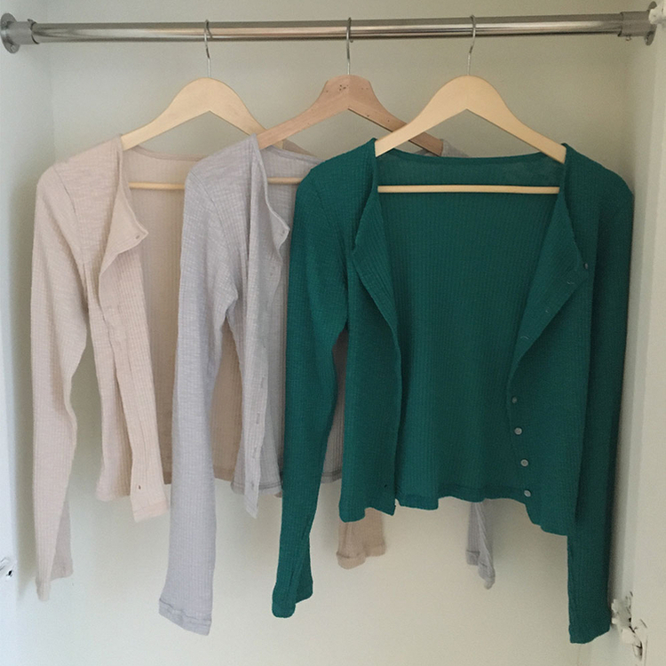 リブセミクロップドカーディガン(6color)