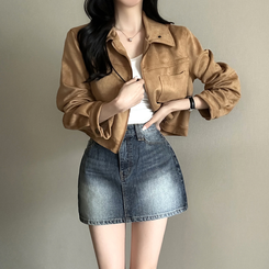 クラシックスエードクロップドジャケット BEIGE