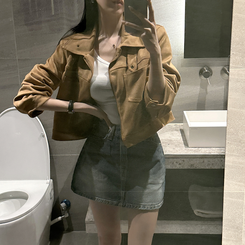 クラシックスエードクロップドジャケット BEIGE