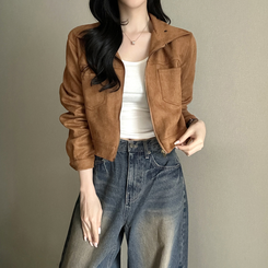 クラシックスエードクロップドジャケット BROWN