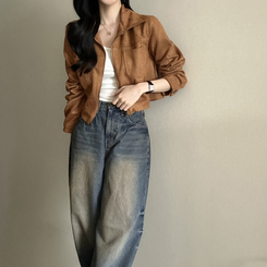 クラシックスエードクロップドジャケット BROWN