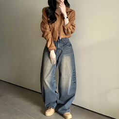 クラシックスエードクロップドジャケット BROWN