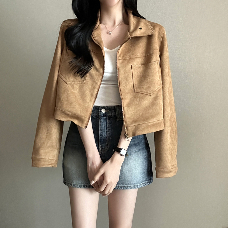 クラシックスエードクロップドジャケット BEIGE