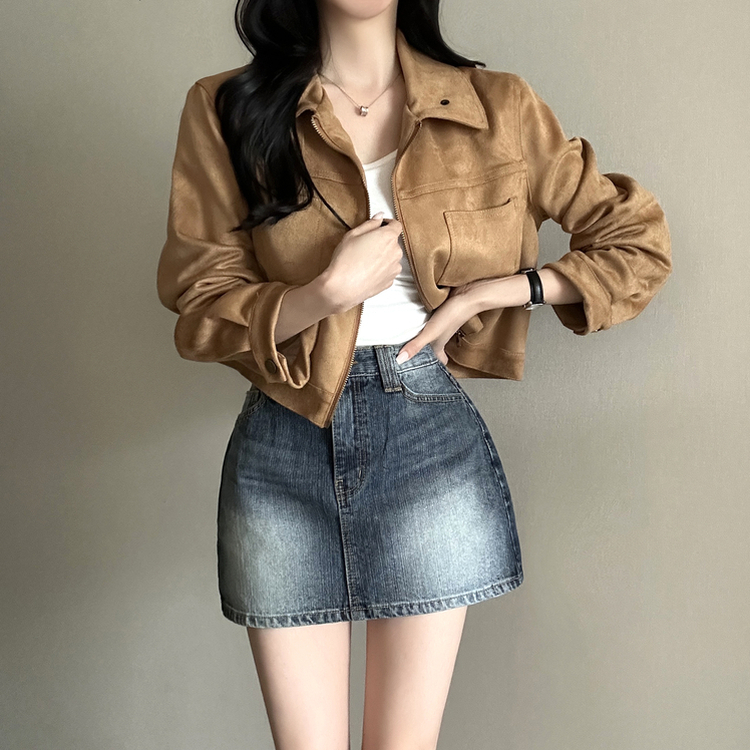 クラシックスエードクロップドジャケット BEIGE