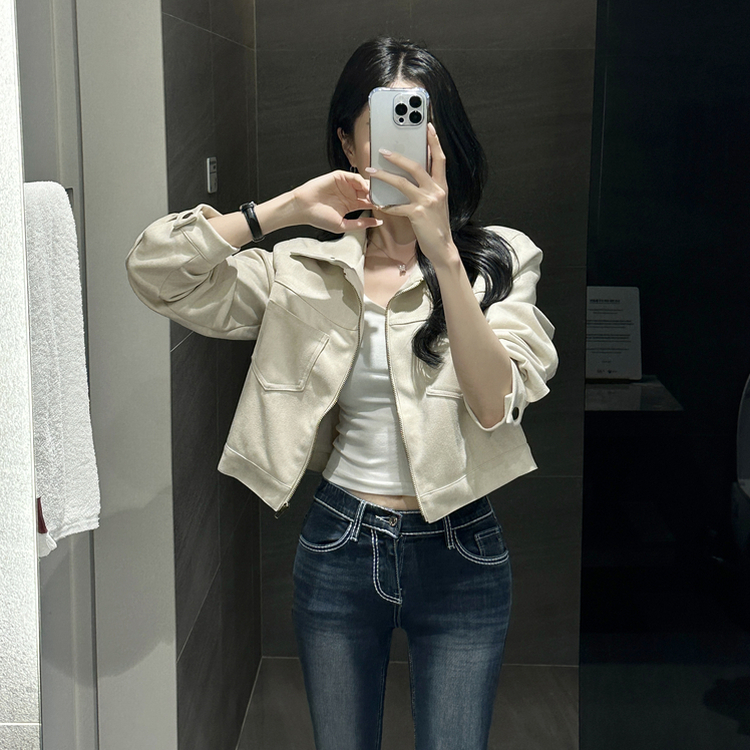 クラシックスエードクロップドジャケット IVORY