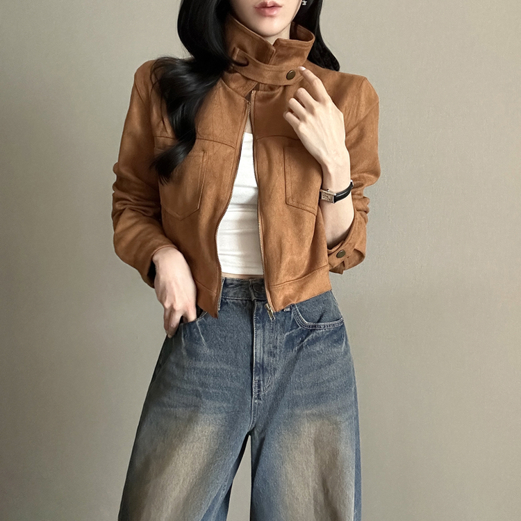 クラシックスエードクロップドジャケット BROWN