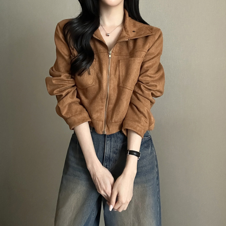 クラシックスエードクロップドジャケット BROWN