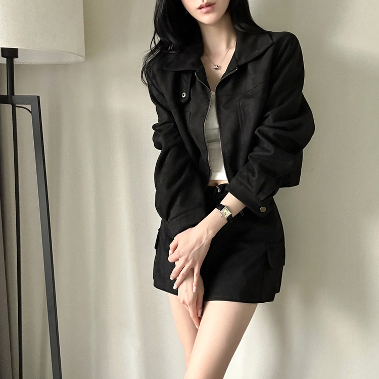 クラシックスエードクロップドジャケット BLACK