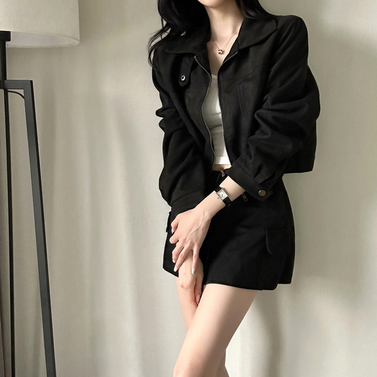 クラシックスエードクロップドジャケット BLACK