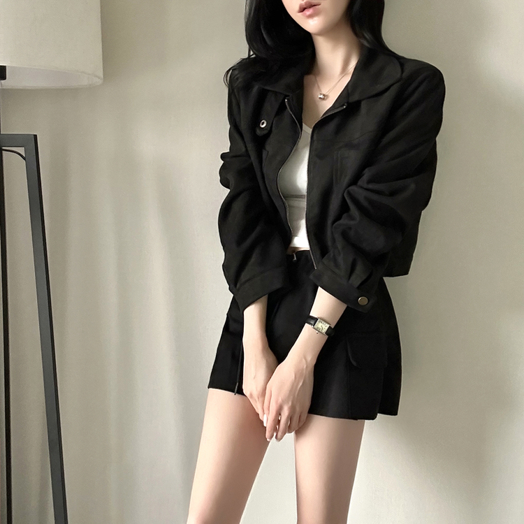 クラシックスエードクロップドジャケット BLACK