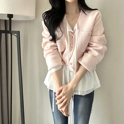 デイリーツイードクロップドジャケット PINK