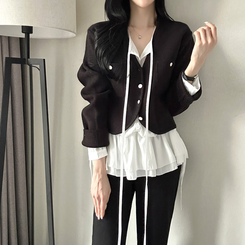 デイリーツイードクロップドジャケット BLACK