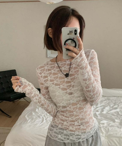 フラワーブラックビーズネックレス BLACK