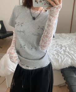 フラワーブラックビーズネックレス BLACK