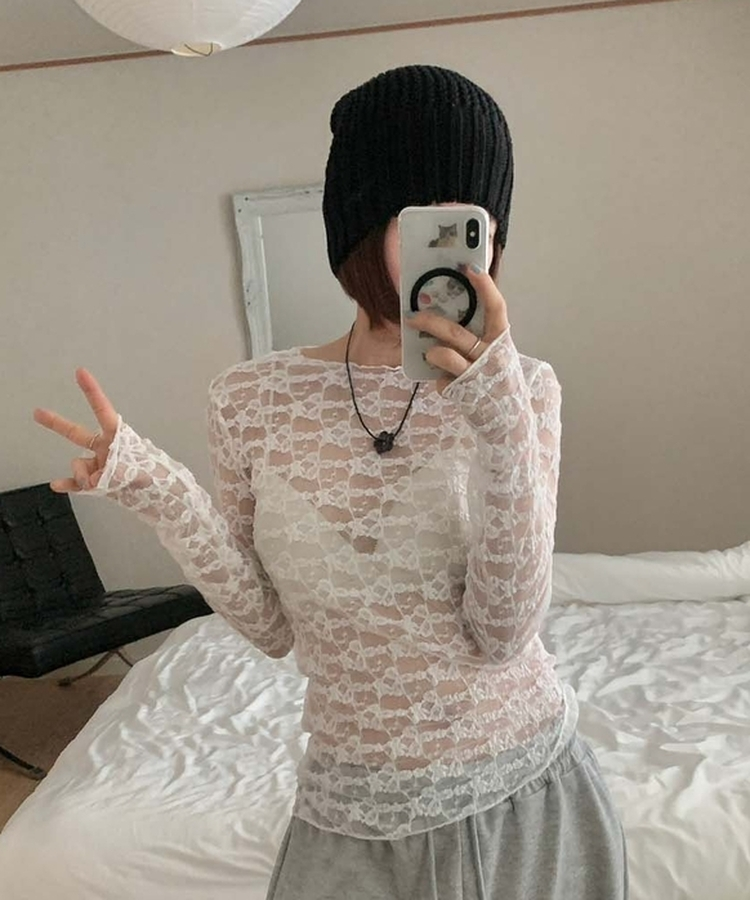 フラワーブラックビーズネックレス BLACK