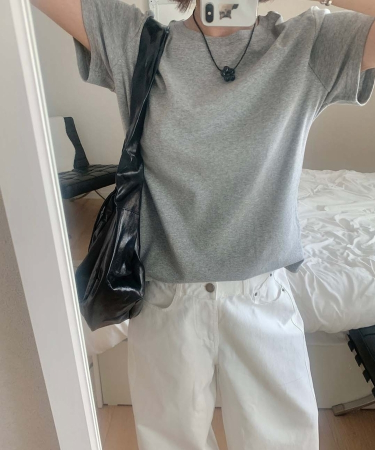 フラワーブラックビーズネックレス BLACK