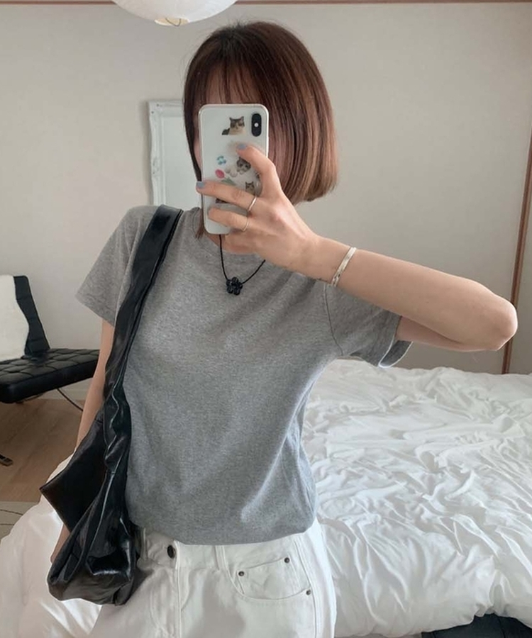 フラワーブラックビーズネックレス BLACK